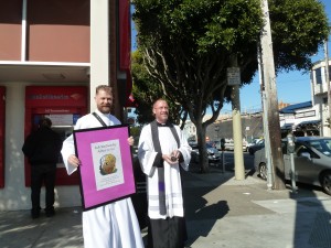 Distributing ashes at 9th and Irving