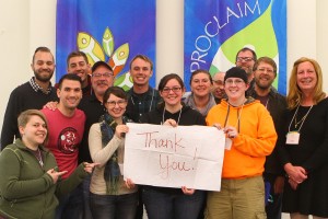 A big Thank You from many of the people who received a scholarship to attend the Proclaim Retreat.  Photo by Emily Ann Garcia